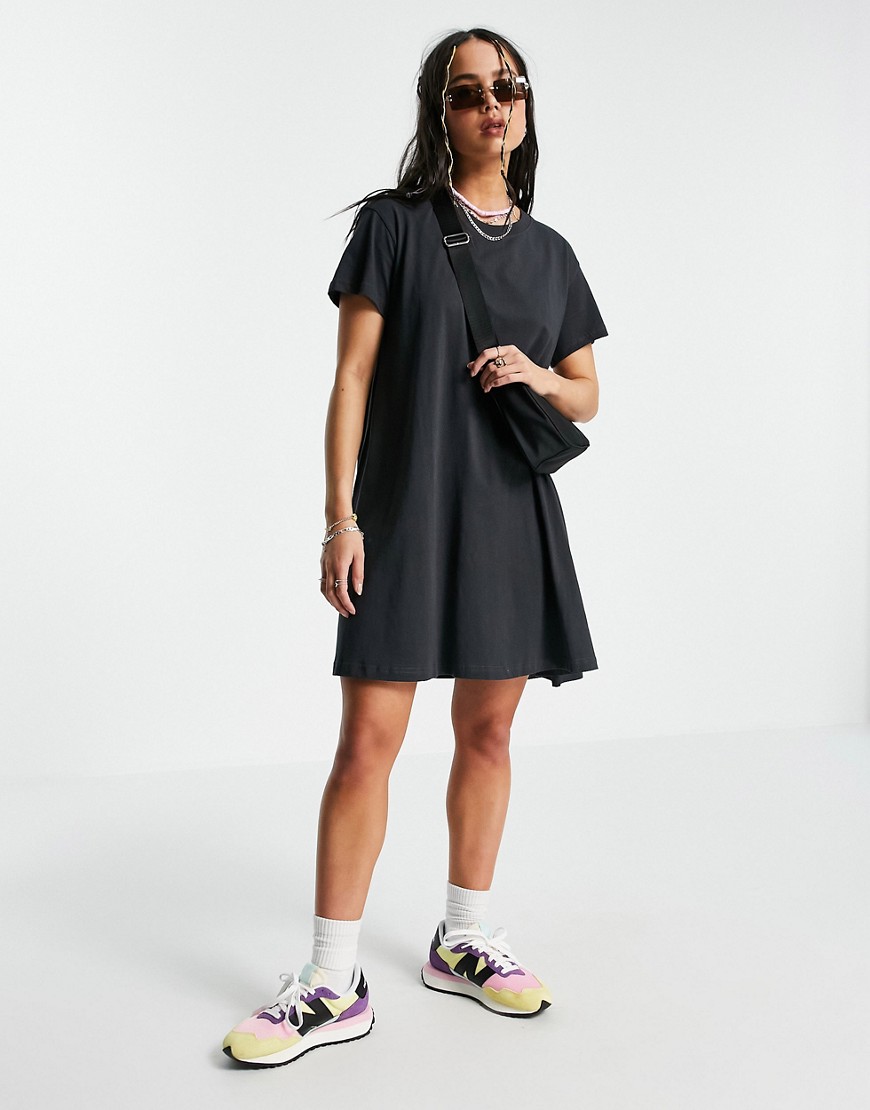 Weekday Teeny organic cotton mini t-shirt dress in washed black
