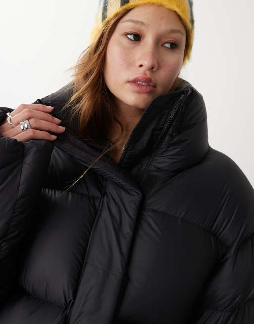 Weekday - Ten - Oversized gewatteerde jas in zwart, 2 van 4