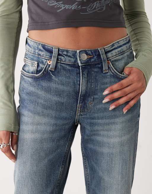 Weekday – Tension – Schmal geschnittene, ausgestellte Bootcut-Jeans in verblichenem Dunkelblau, 5 von 5