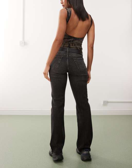 Weekday - Tension - Slim-fit bootcut jeans in zwart met streperige wassing, 2 van 5