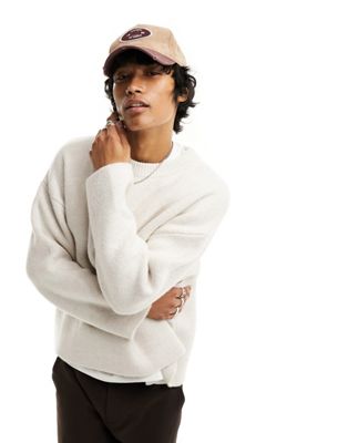 Weekday Teo wool blend relaxed jumper in off-white - ASOS Price Checker