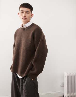 Teo wool blend oversized sweater in brown