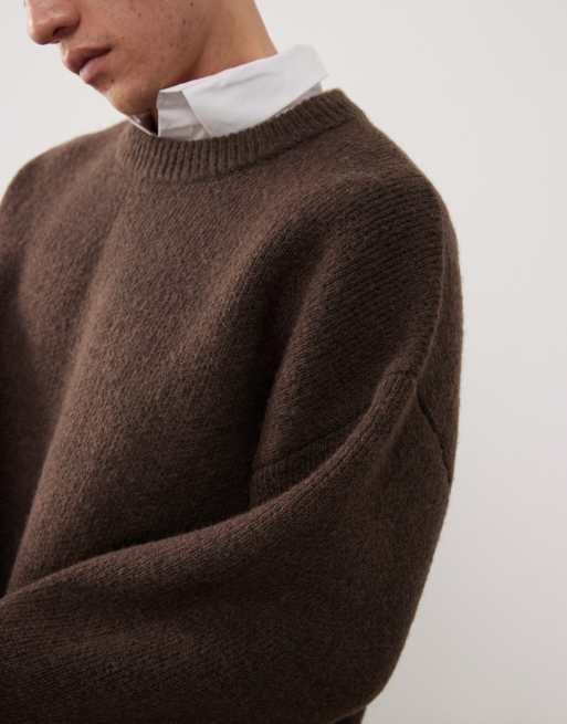 Weekday Teo wool blend oversized sweater in brown | ASOS