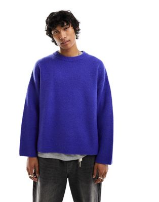 Weekday Teo wool blend relaxed jumper in blue