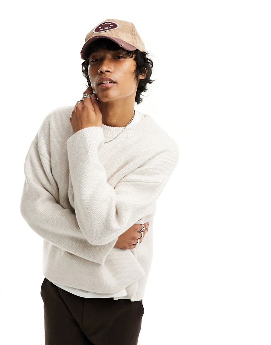 Weekday Teo wool blend relaxed jumper in off-white