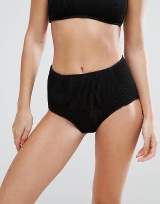 textured high waisted bikini bottoms