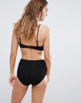 textured high waisted bikini bottoms