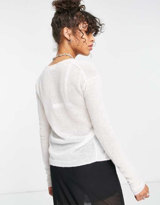 White fine 2024 knit cardigan