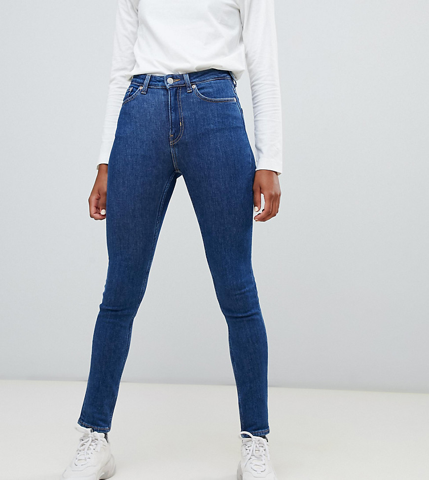 Weekday Thursday cotton high waist skinny jeans in win blue - MBLUE