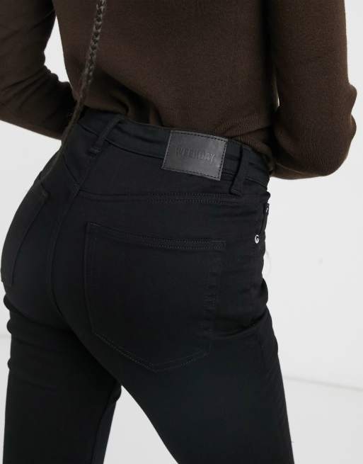 Weekday Thursday cotton skinny jeans in black - BLACK, 3 of 4