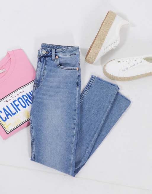 Weekday - Thursday - Højtaljede skinny-jeans i mellemblå bomuld