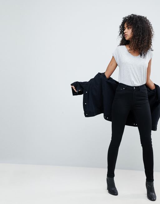 Weekday Thursday Schwarze Skinny Jeans Aus Bio Baumwolle Mit Hohem Bund Asos