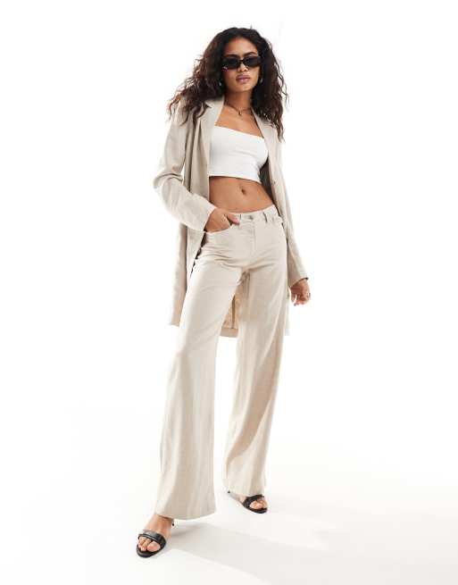 Weekday Tiana linen mix pants in beige (part of a set)
