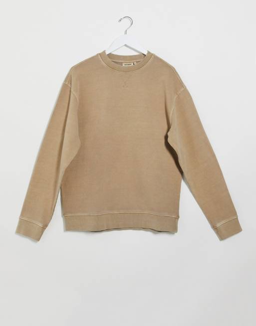 Weekday Tibon Sweatshirt délavé Beige ASOS