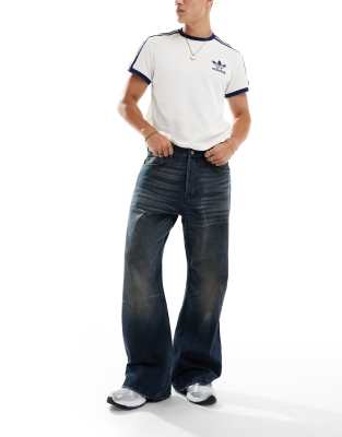 Weekday Time Baggy Fit Bootcut Jeans In Deep Ocean Blue