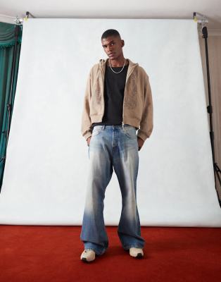 Weekday Time Loose Fit Bootcut Jeans In Streaky Blue Wash | ModeSens