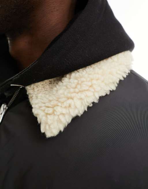 Men's wool bomber deals jacket with fur collar