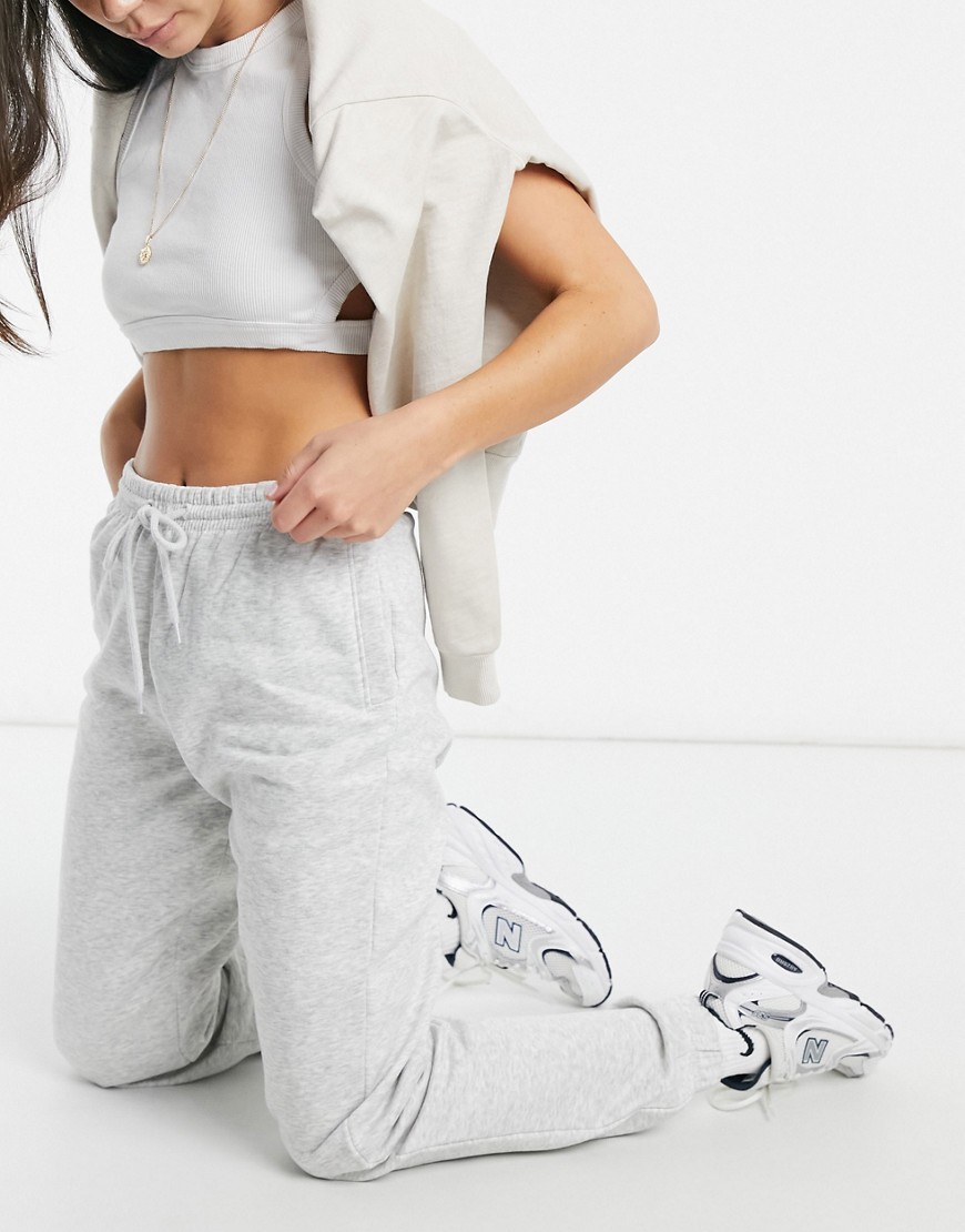 Weekday Tin straight fit jogging bottoms in gray-Grey