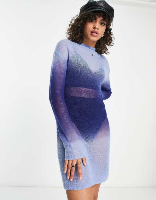 Weekday Tini knit mini dress in blue gradient