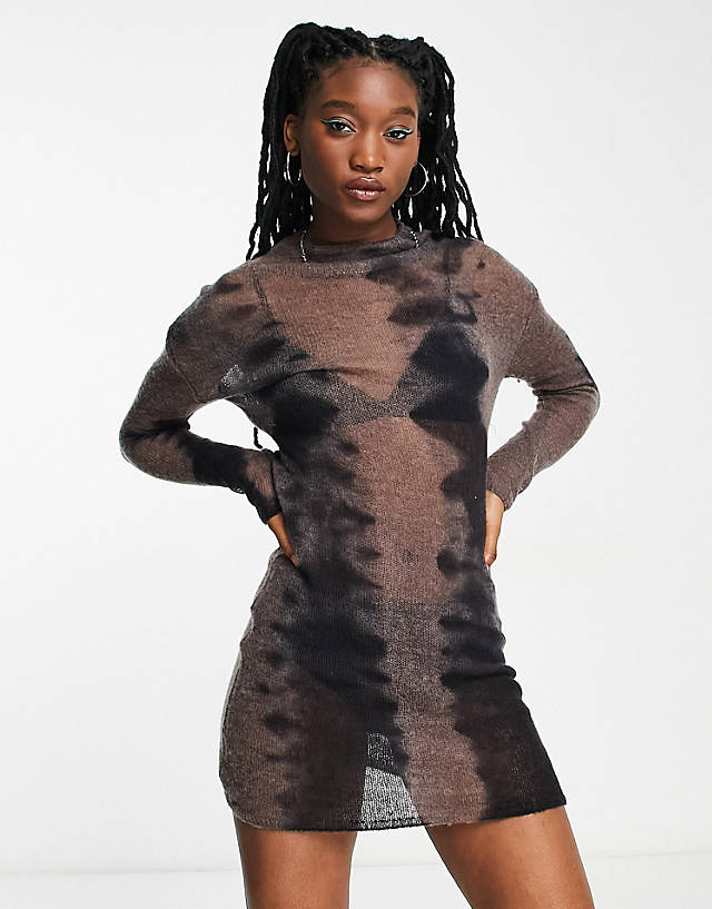 Weekday - tini knitted mini dress in brown gradient