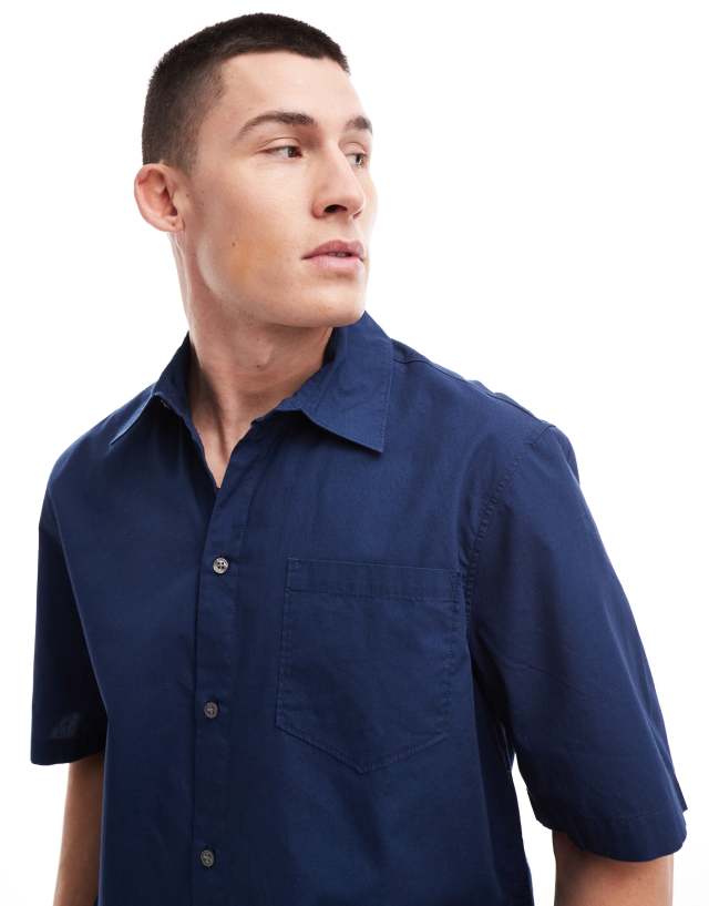 Weekday - tom short sleeve shirt in navy