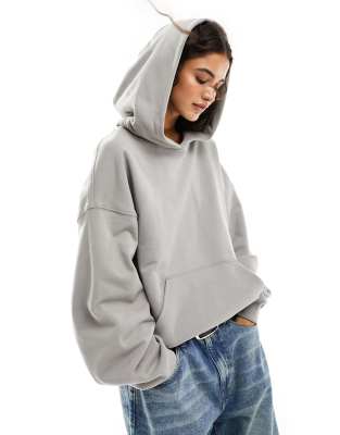 Weekday - Tony - Felpa color talpa oversize con cappuccio