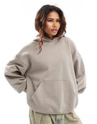 Tony oversized heavyweight hoodie in mole-Gray