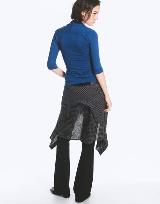 Weekday top à col carré, manches 3/4, bleu, 4 de 4