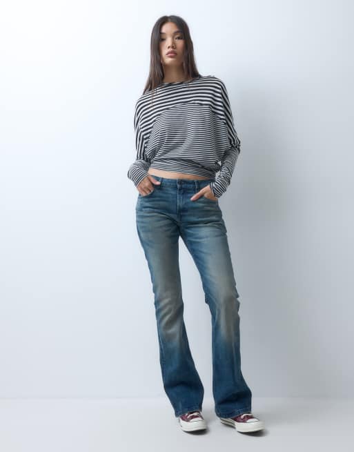 Weekday top à manches chauve-souris semi-transparent à manches longues à rayures noires et blanches, 4 de 9