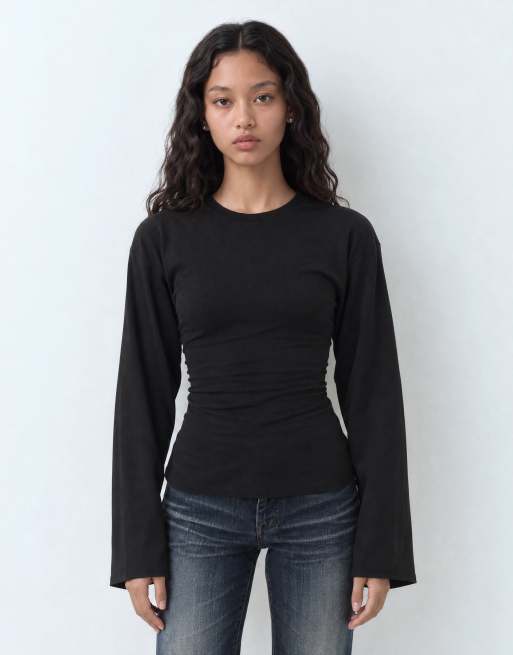 Weekday top a maniche lunghe con dettaglio sul retro stile corsetto nero, 6 di 10