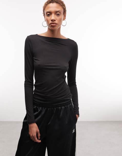 Emmiol Spedizione gratua 2026 Maglietta a maniche lunghe con spacco a maniche lunghe con scollo quadrato Bianca L di Long Sleeves nel negozio online. | EMMIOL