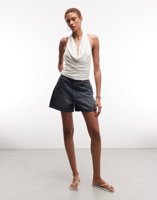 Weekday - Top allacciato al collo drappeggiato bianco sporco, 2 di 4