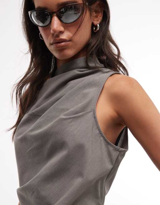 Weekday - Top asymétrique à col montant - Gris, 2 de 4
