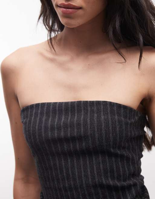 Weekday - Top bandeau à fines rayures - Gris foncé, 2 de 4