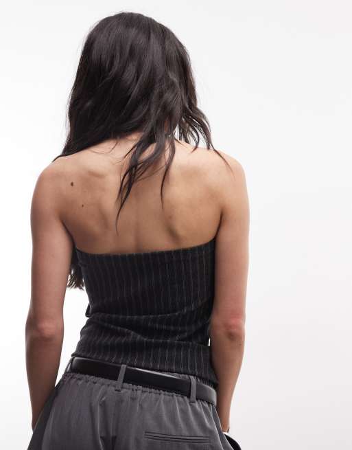 Weekday - Top bandeau à fines rayures - Gris foncé, 4 de 4