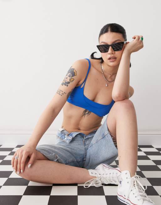 Weekday - Top bikini blu a strati, 3 di 4