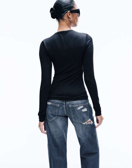 Weekday top boléro à manches longues avec détail de boutons-pression noir, 3 de 3