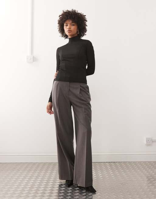 Weekday - Top en tulle à manches longues et col montant avec surpiqûres - Noir, 2 de 4