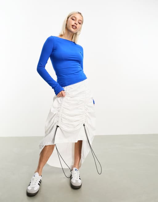 Weekday - Top manches longues à encolure bateau - Bleu, 4 de 4