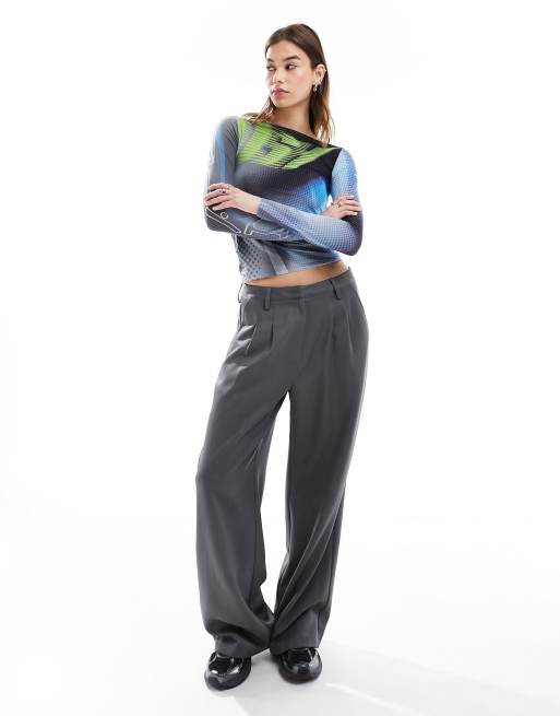 Weekday - Top manches longues imprimé en tulle transparent à encolure bateau - Multicolore 