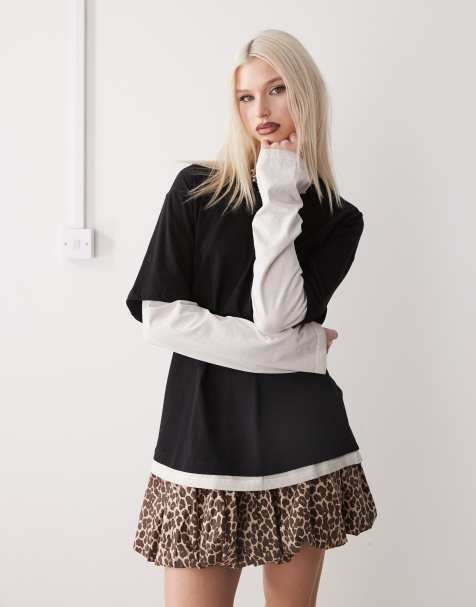 Weekday - Top met lange mouwen gelaagd effect in zwart en wit - view 1