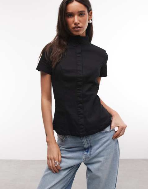 Weekday - Top negro estructurado con botones - view 1