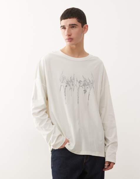 Weekday - Top oversize à manches longues et imprimé graphique - Blanc cassé - view 1