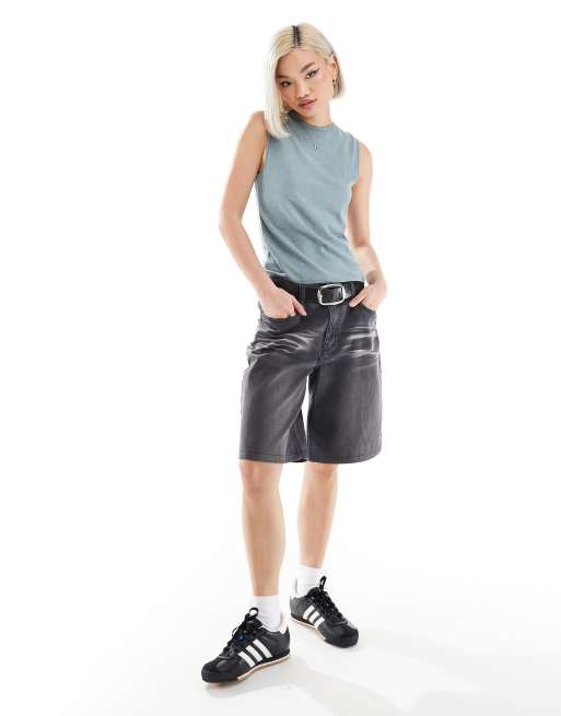 Weekday - Top senza maniche in misto lino verde polvere