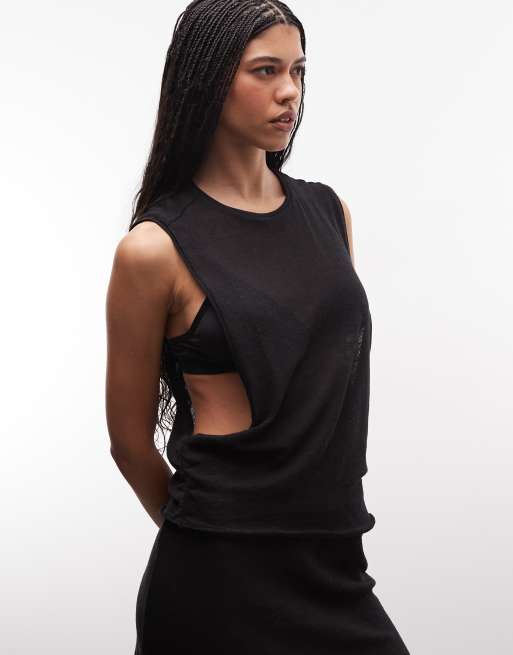 Weekday - Top senza maniche nero con giromanica ampio in coordinato, 3 di 3