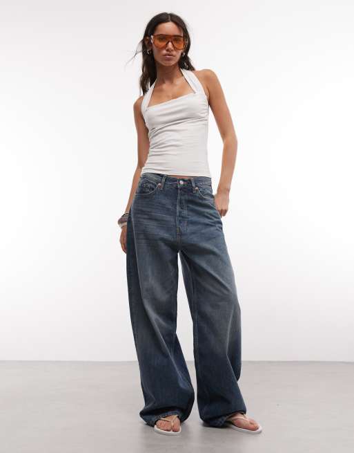 Weekday - Top slim allacciato al collo bianco sporco, 2 di 4