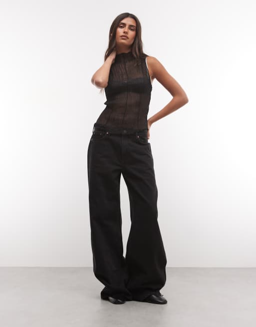 Weekday top transparent froissé noir, 2 de 4