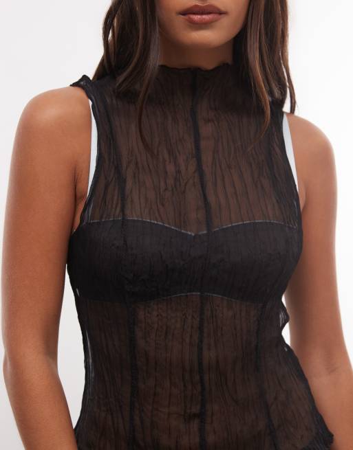Weekday top transparent froissé noir, 3 de 4