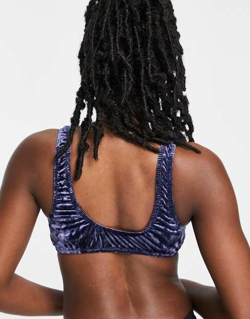 Weekday tora velvet soft bra in navy - NAVY, 2 of 4