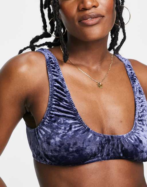 Weekday tora velvet soft bra in navy - NAVY